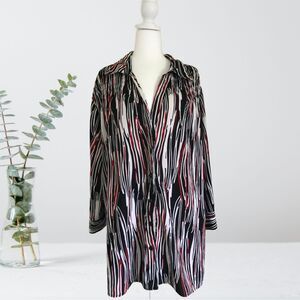 Ashley Stewart Short Sleeve Blouse Button Down Stripe Size 26